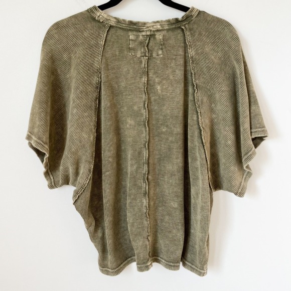 Anthropologie Pilcro Dolman Short Sleeve Waffle Knit Top Womens XS Green - Picture 7 of 12